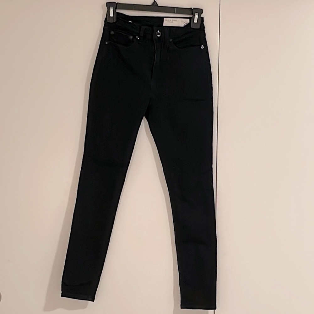 Rag & Bone Nina High Rise Skinny Ankle Jeans Black Size 24 Stretch Cotton